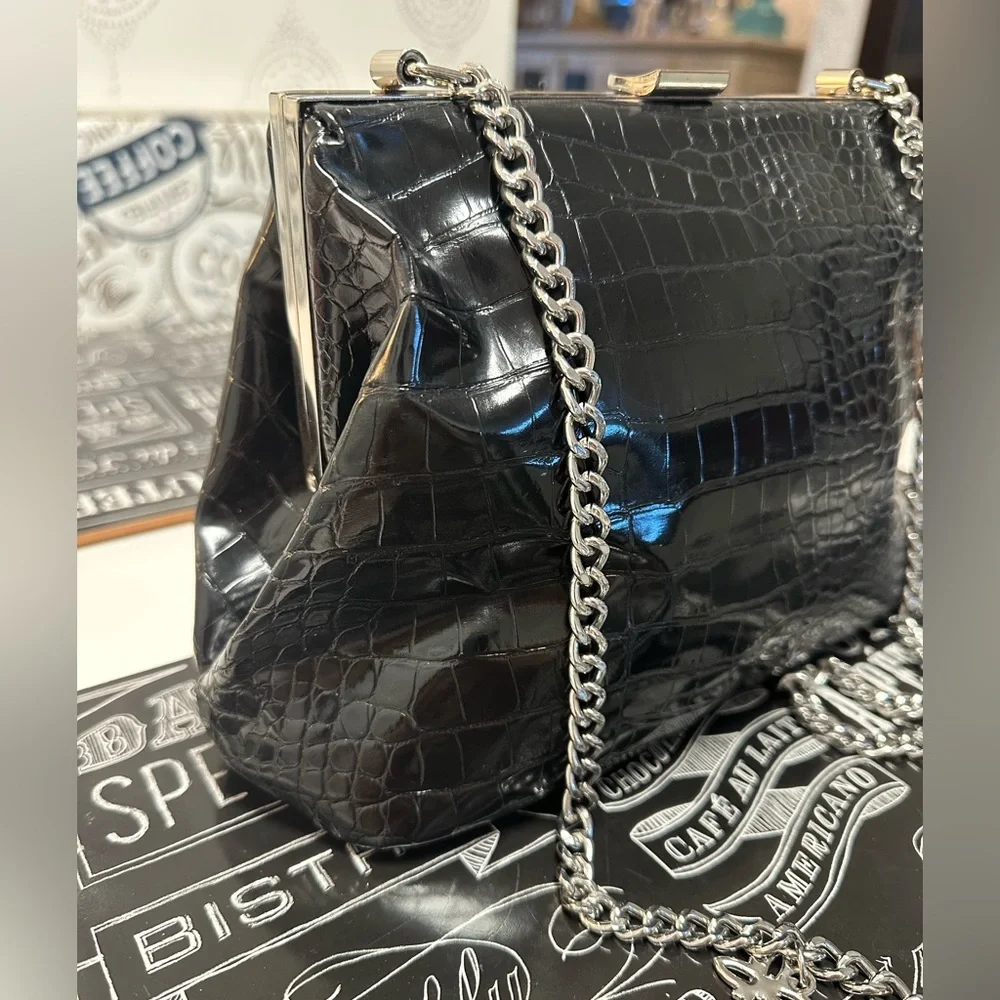 BCBGENERATION Faux Patent Croc Purse GUC - Picture 7 of 9